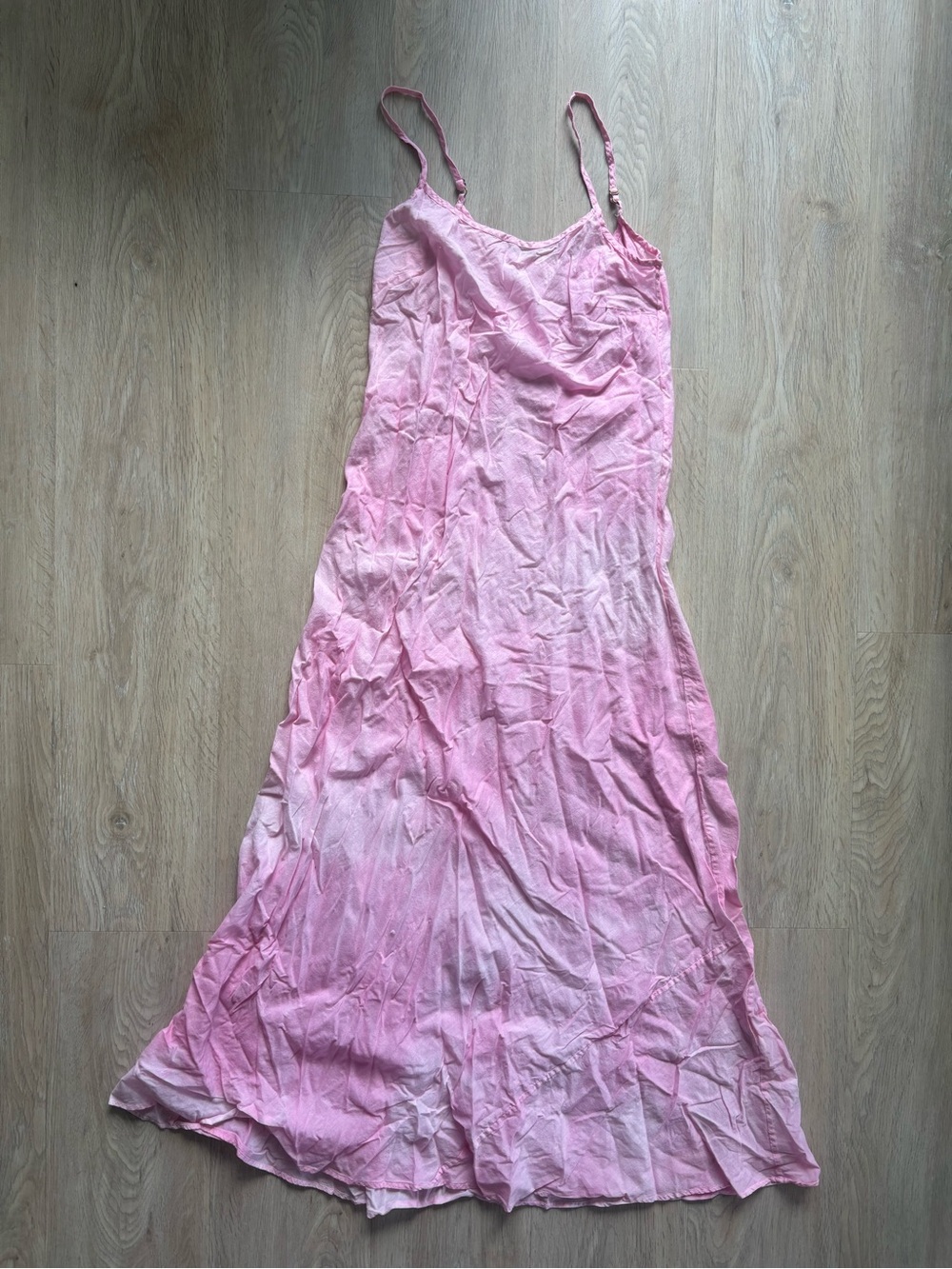 love shack fancy dress 0 Ombre Tie Dye Pink Spaghetti Strap Midi Slimming
